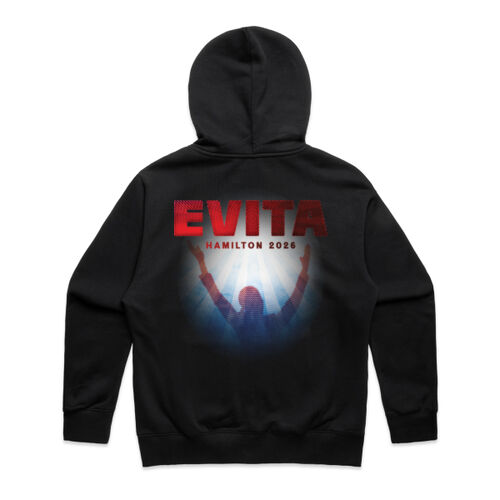 Evita Heavy Zipped Hoodie - design on back Thumbnail