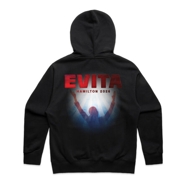 Evita Heavy Zipped Hoodie - design on back Thumbnail
